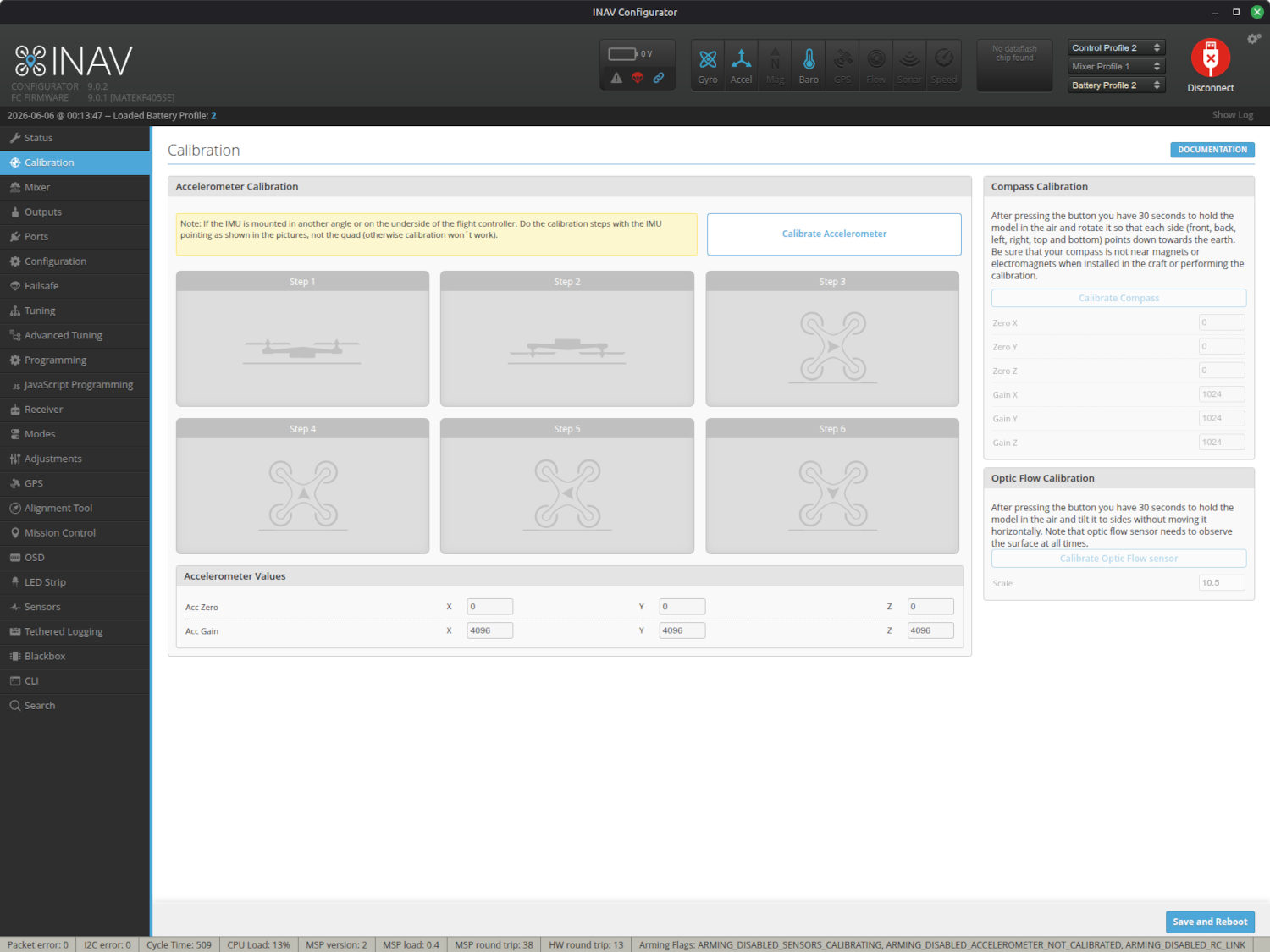 Calibration Tab