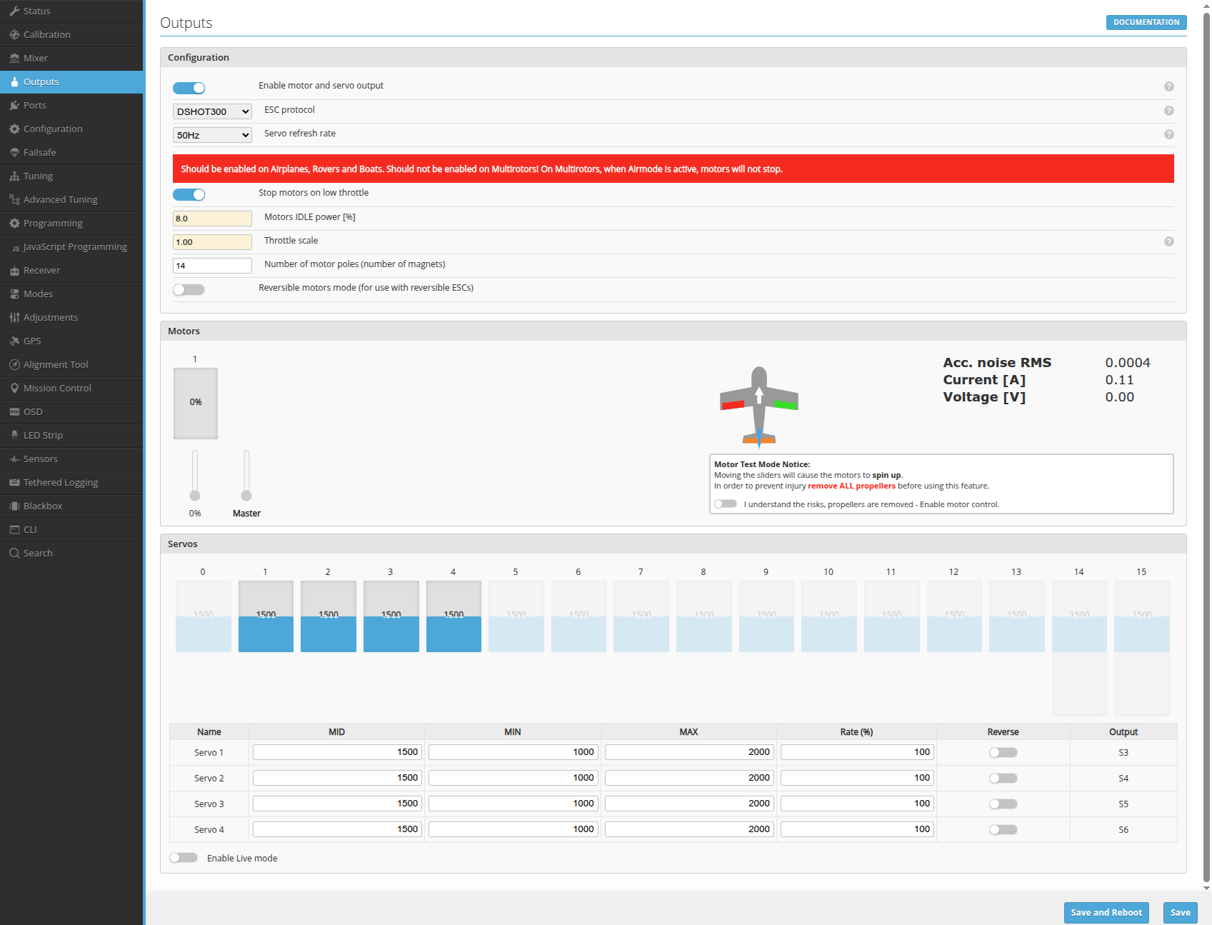 Outputs Tab