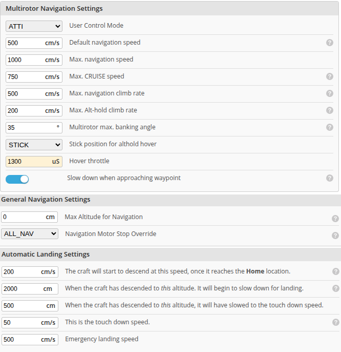 nav settings mc