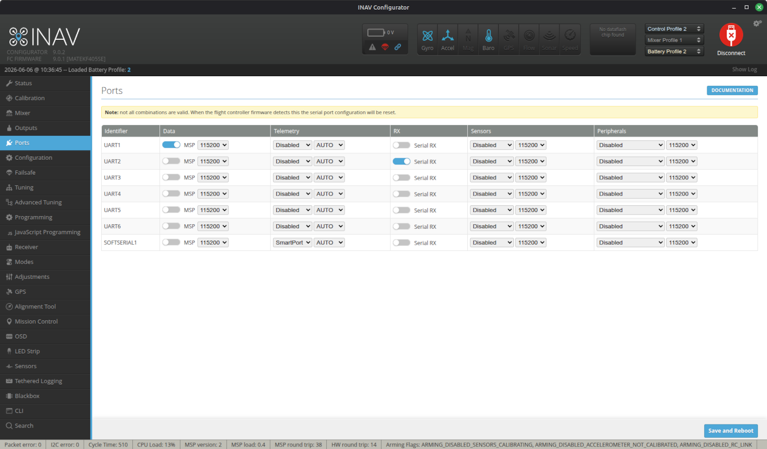 Ports Tab