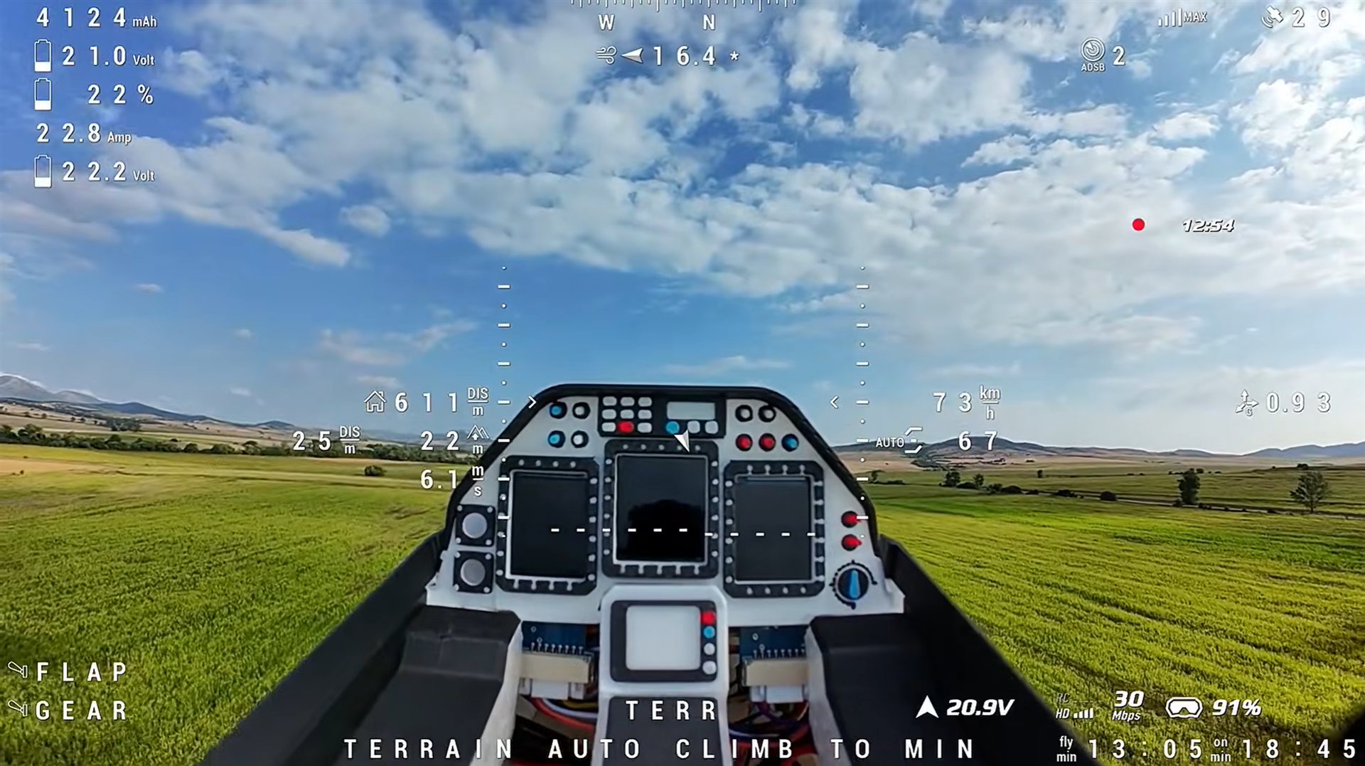TERRAIN AUTO CLIMB TO MIN, the autopilot climbing back after the stick is released