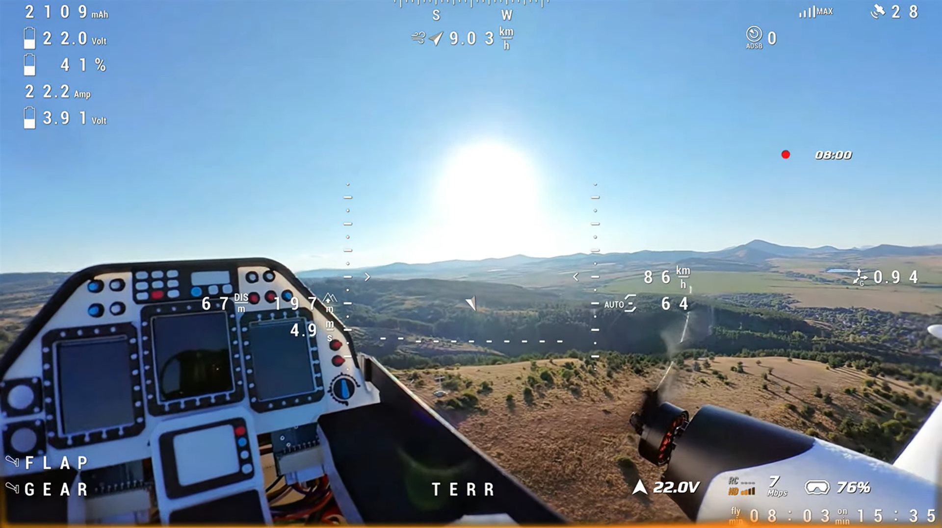 Hands-off climb over a rising hill in Terrain AGL Hold